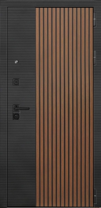 Входная дверь Модель L - 48 СБ-1 (лак. белое, 16мм, беленый дуб) внешняя сторона